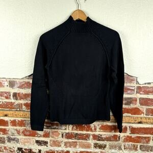 Vintage Relativity Sweater Medium Black Cotton Mockneck Pullover Classic UK 90s